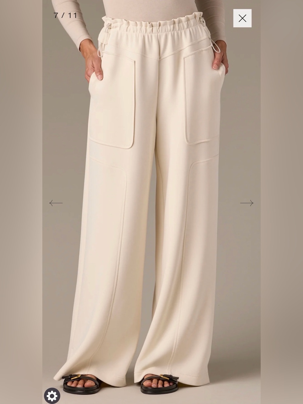 Wit & Wisdom Off-White Wide-Leg Drawstring Athleisure Pants Size Large